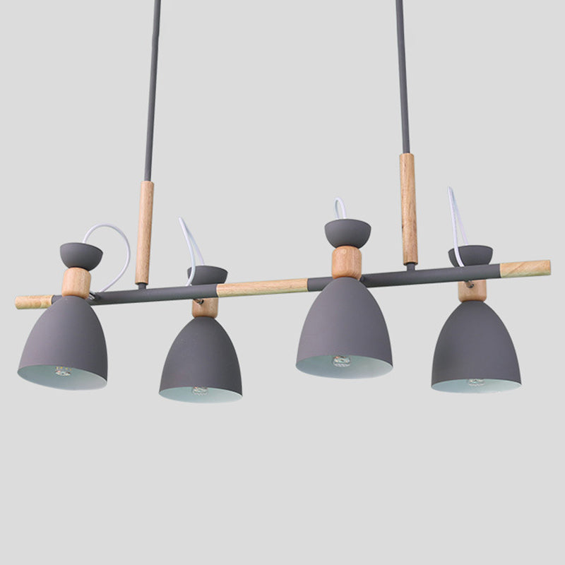 Macaron Cone Pendant Lights Metal 4 Lights Hanging Lamp Kit for Dining Room