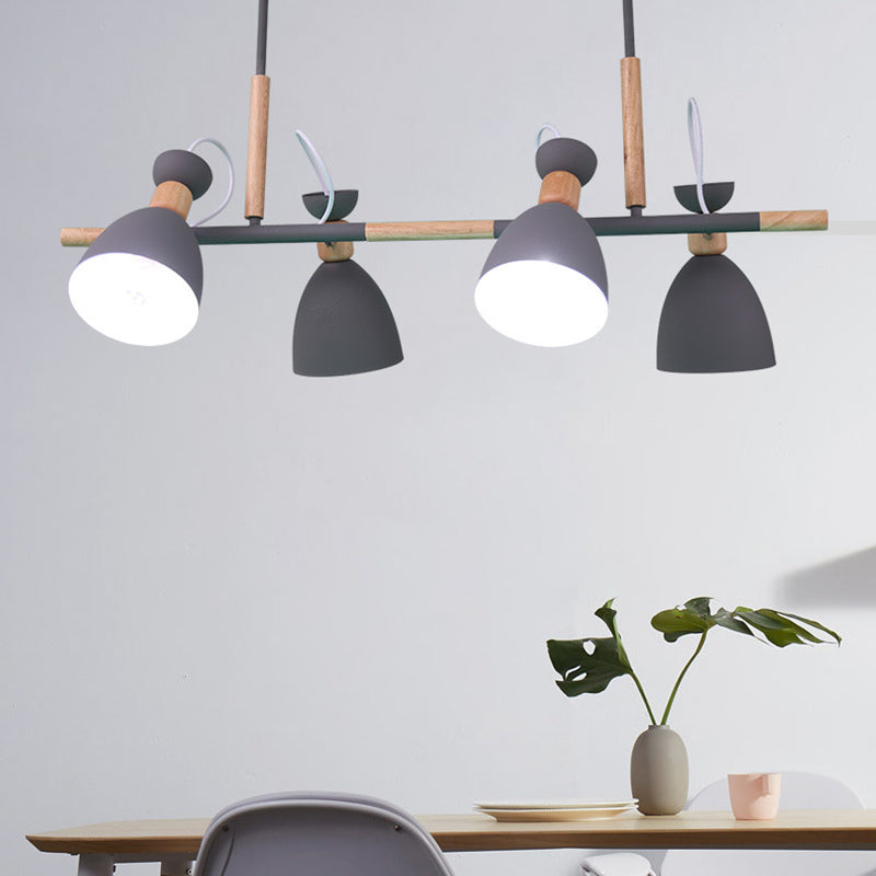 Macaron Cone Pendant Lights Metal 4 Lights Hanging Lamp Kit for Dining Room
