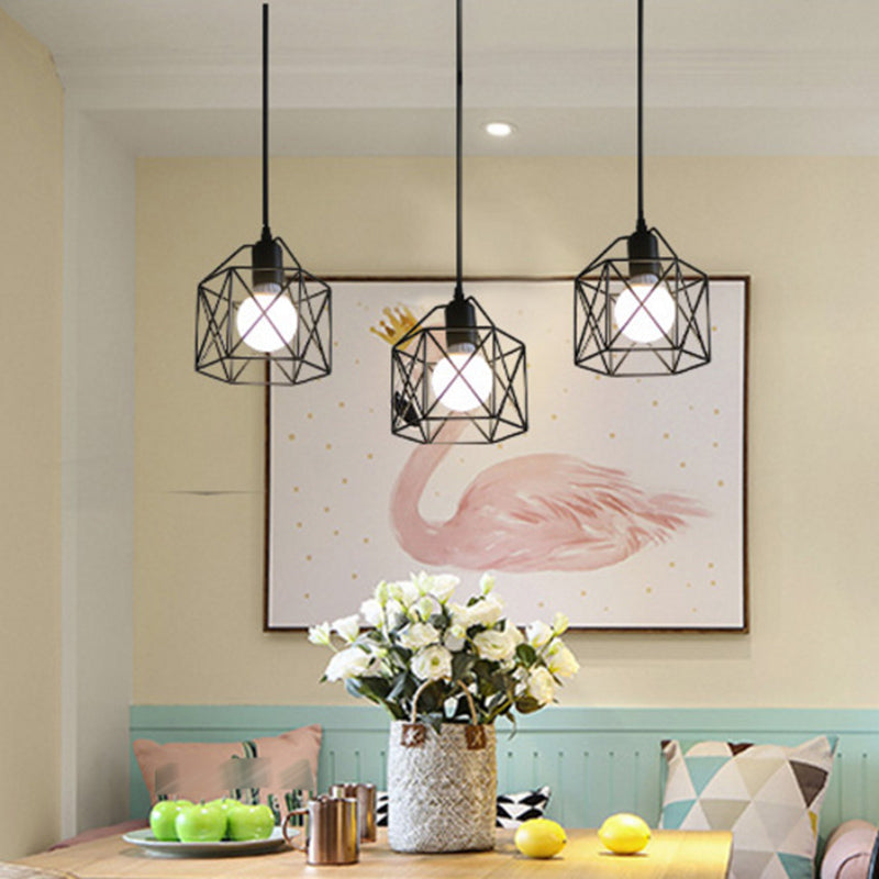 Geometric Shape Metal Island Pendant Industrial Style Island Lighting for Hallway