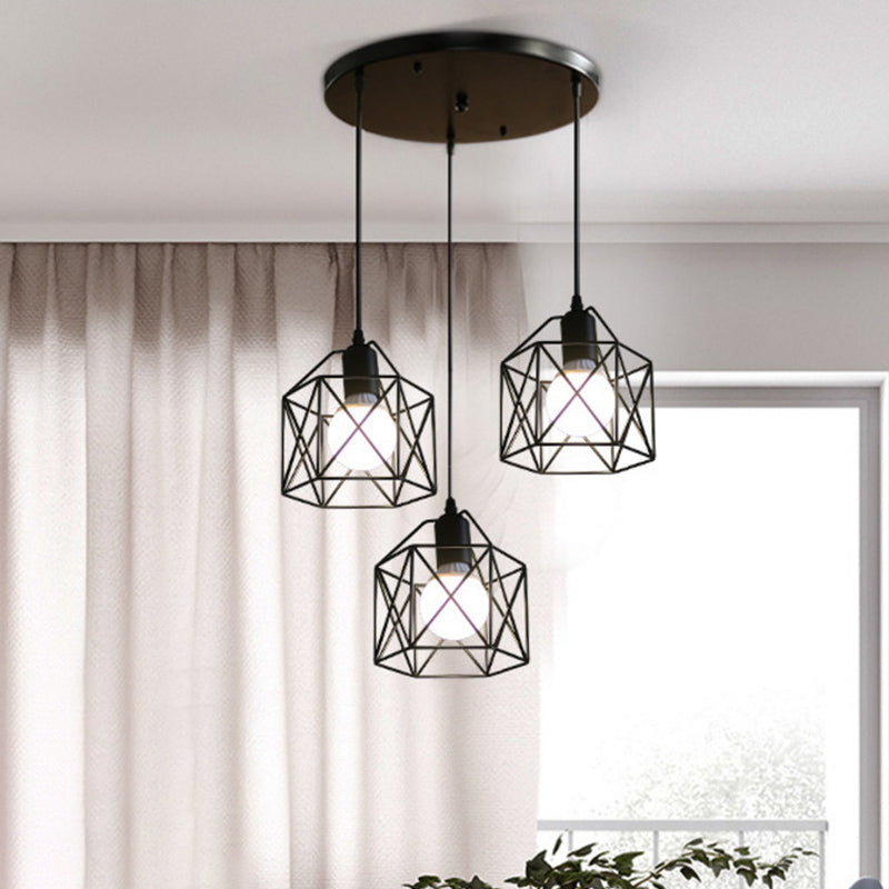 Geometric Shape Metal Island Pendant Industrial Style Island Lighting for Hallway