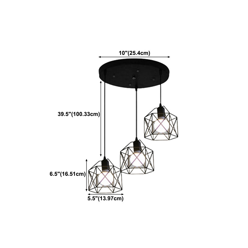 Geometric Shape Metal Island Pendant Industrial Style Island Lighting for Hallway