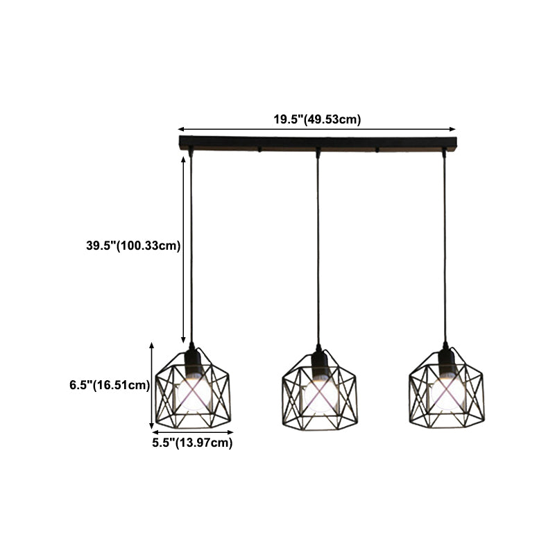 Geometric Shape Metal Island Pendant Industrial Style Island Lighting for Hallway