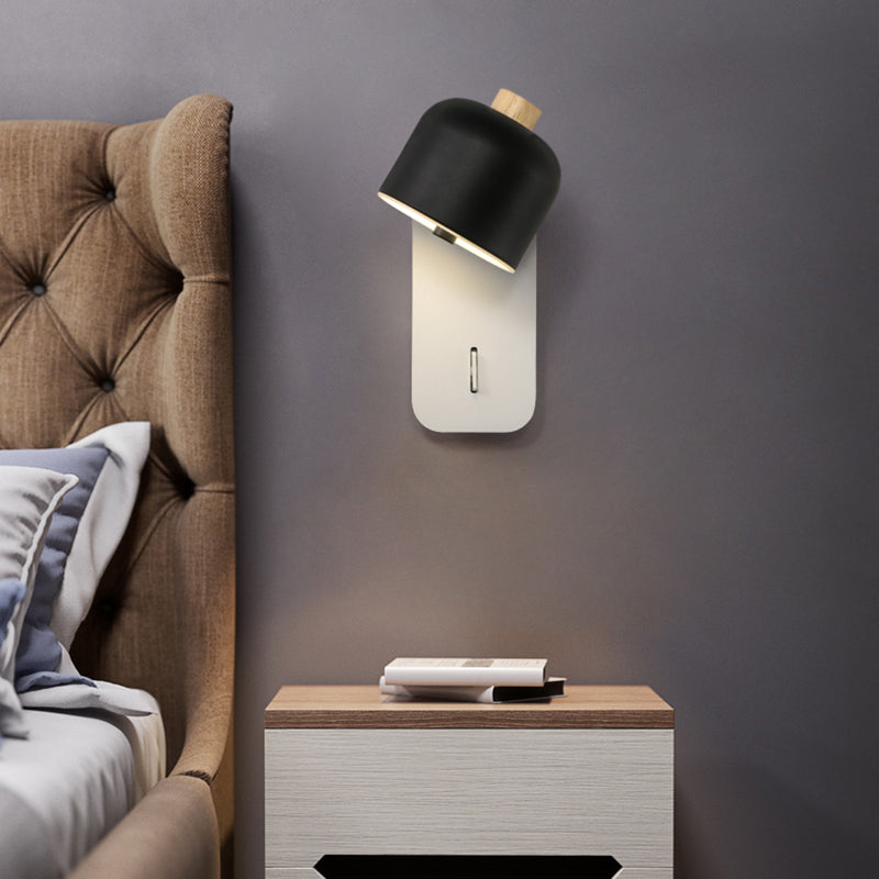Modern Simple Iron Wall Light Cylinder Shape Rotatable Wall Lamp for Bedroom