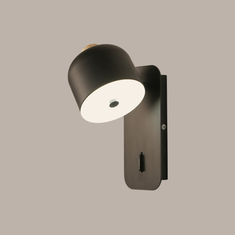 Modern Simple Iron Wall Light Cylinder Shape Rotatable Wall Lamp for Bedroom
