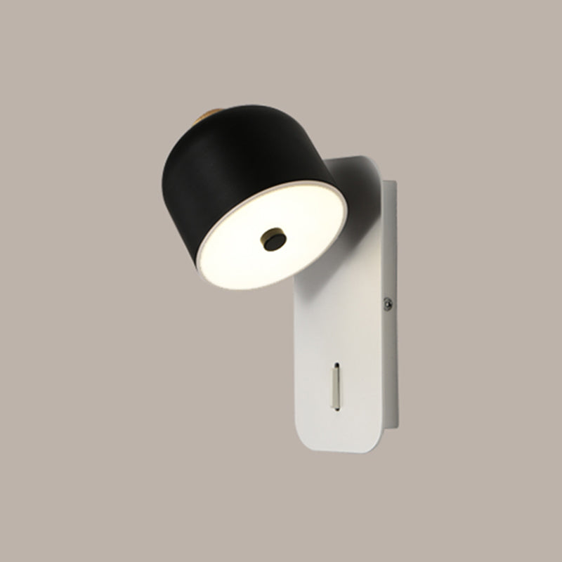 Modern Simple Iron Wall Light Cylinder Shape Rotatable Wall Lamp for Bedroom