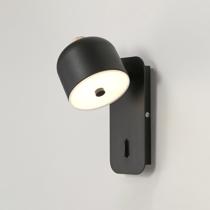 Modern Simple Iron Wall Light Cylinder Shape Rotatable Wall Lamp for Bedroom