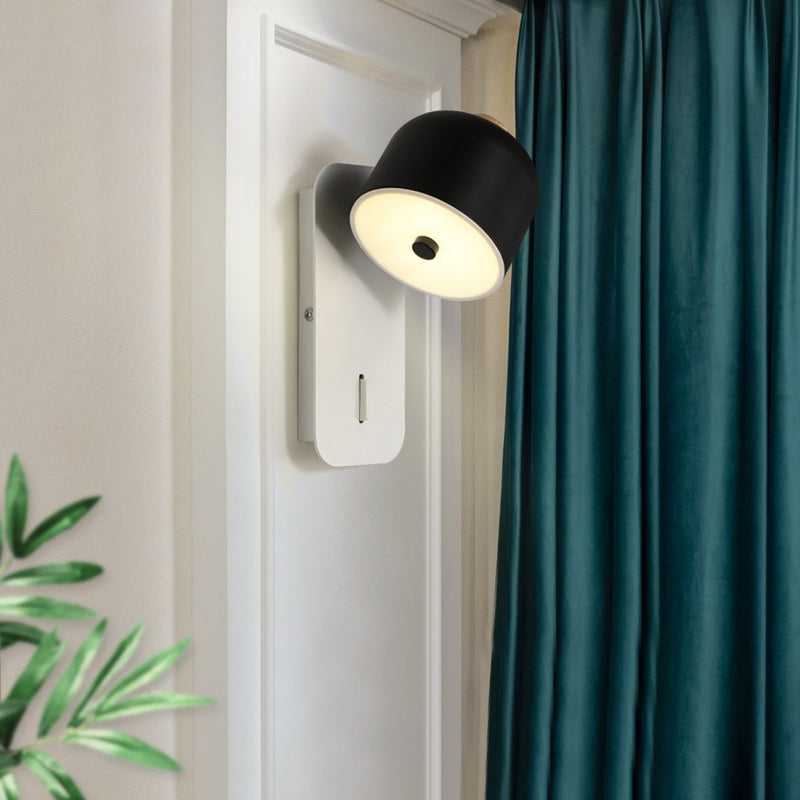 Modern Simple Iron Wall Light Cylinder Shape Rotatable Wall Lamp for Bedroom
