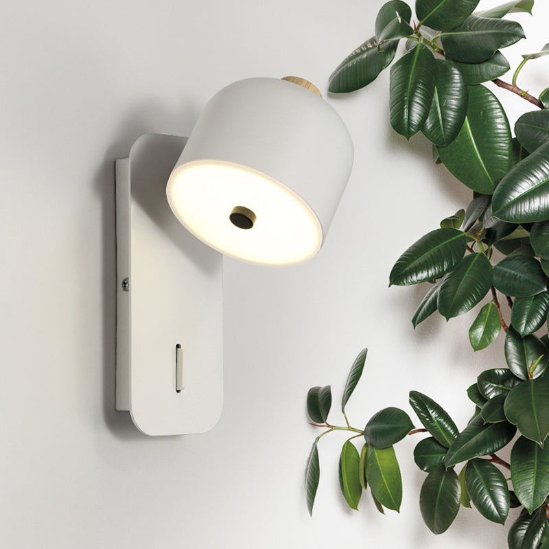 Modern Simple Iron Wall Light Cylinder Shape Rotatable Wall Lamp for Bedroom