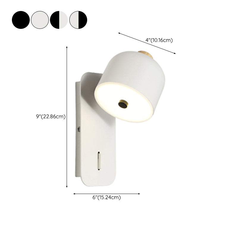 Modern Simple Iron Wall Light Cylinder Shape Rotatable Wall Lamp for Bedroom