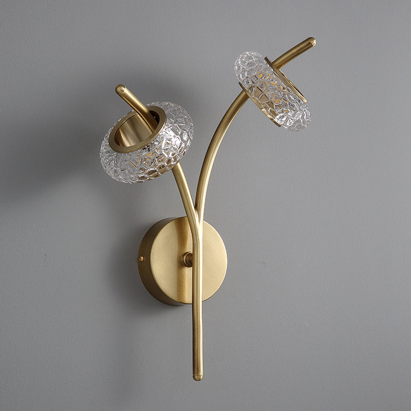 Modern Metal Wall Sconce Circular Shape Wall Light with Glass Shade for Bedroom