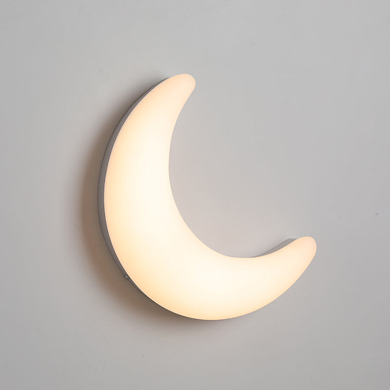 Moon Shape Wall Lamp 1-Light LED Wall Mount Lamp with Plastic Shade for Bedroom