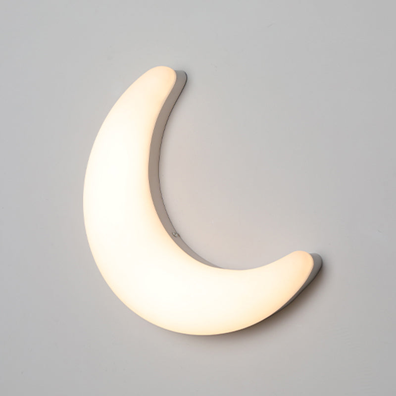 Moon Shape Wall Lamp 1-Light LED Wall Mount Lamp with Plastic Shade for Bedroom