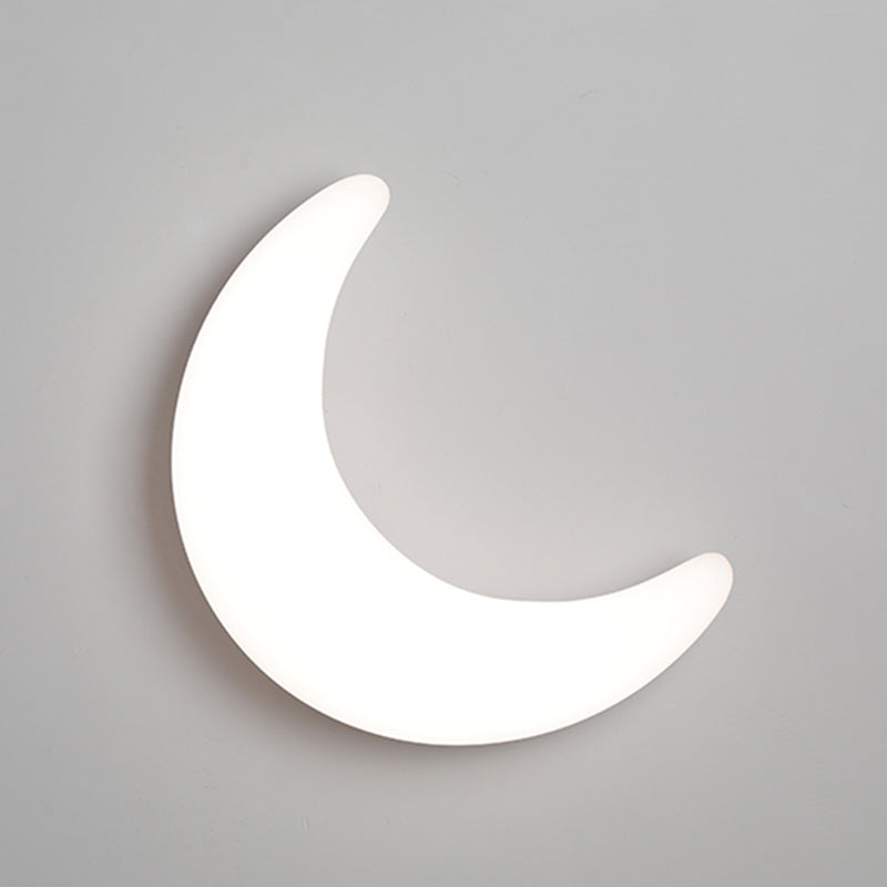 Moon Shape Wall Lamp 1-Light LED Wall Mount Lamp with Plastic Shade for Bedroom
