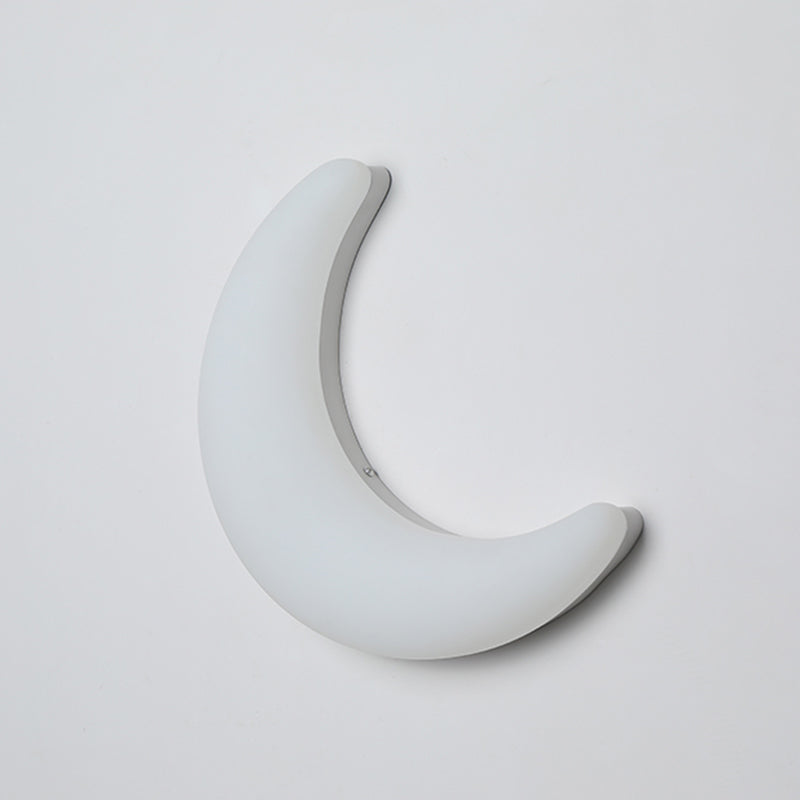 Moon Shape Wall Lamp 1-Light LED Wall Mount Lamp with Plastic Shade for Bedroom