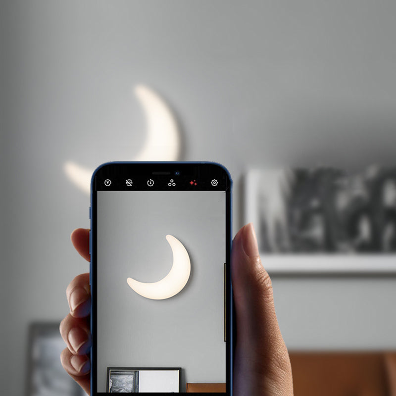 Moon Shape Wall Lamp 1-Light LED Wall Mount Lamp with Plastic Shade for Bedroom