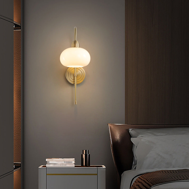 Modern Style Wall Lamp 1-Light Wall Mount Lamp with Glass Shade for Bedroom