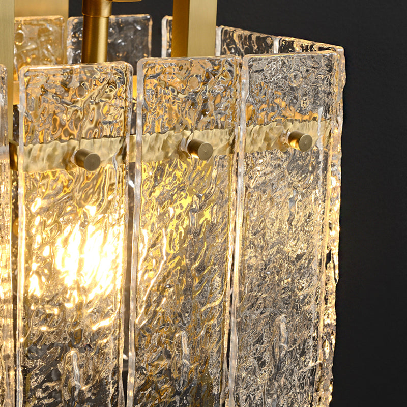 Modern Metal Wall Sconce Rectangle Shape Wall Light with Glass Shade for Bedroom