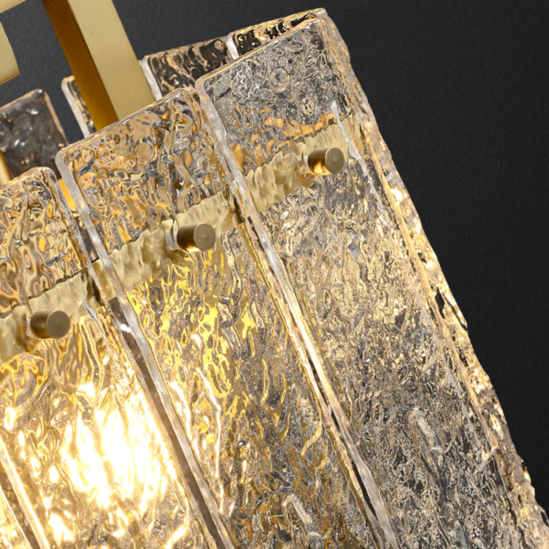 Modern Metal Wall Sconce Rectangle Shape Wall Light with Glass Shade for Bedroom