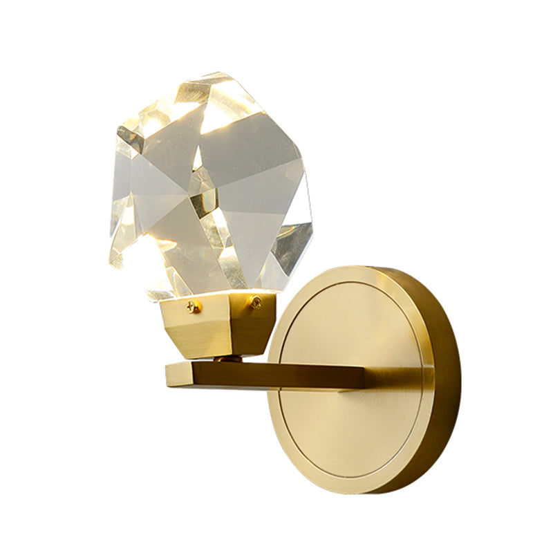 Modern Metal Wall Sconce Geometric Shape Wall Light with Crystal Shade for Bedroom