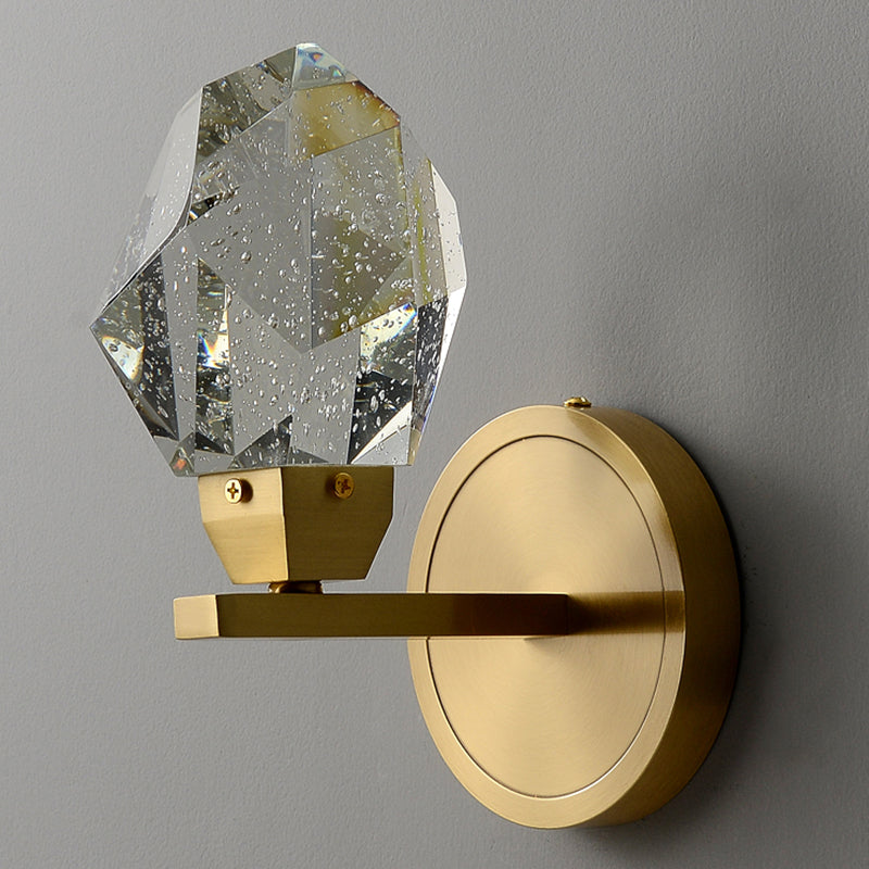 Modern Metal Wall Sconce Geometric Shape Wall Light with Crystal Shade for Bedroom