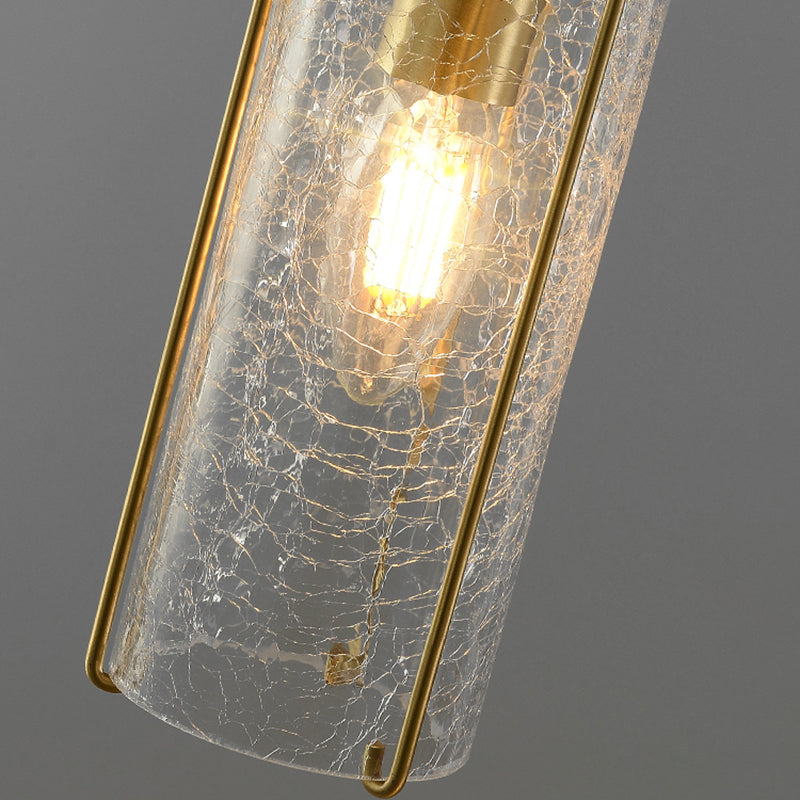 Modern Metal Wall Sconce Cylinder Shape Wall Light with Glass Shade for Bedroom