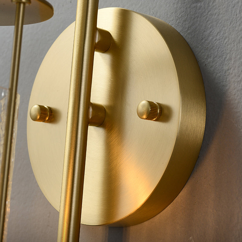 Modern Metal Wall Sconce Cylinder Shape Wall Light with Glass Shade for Bedroom