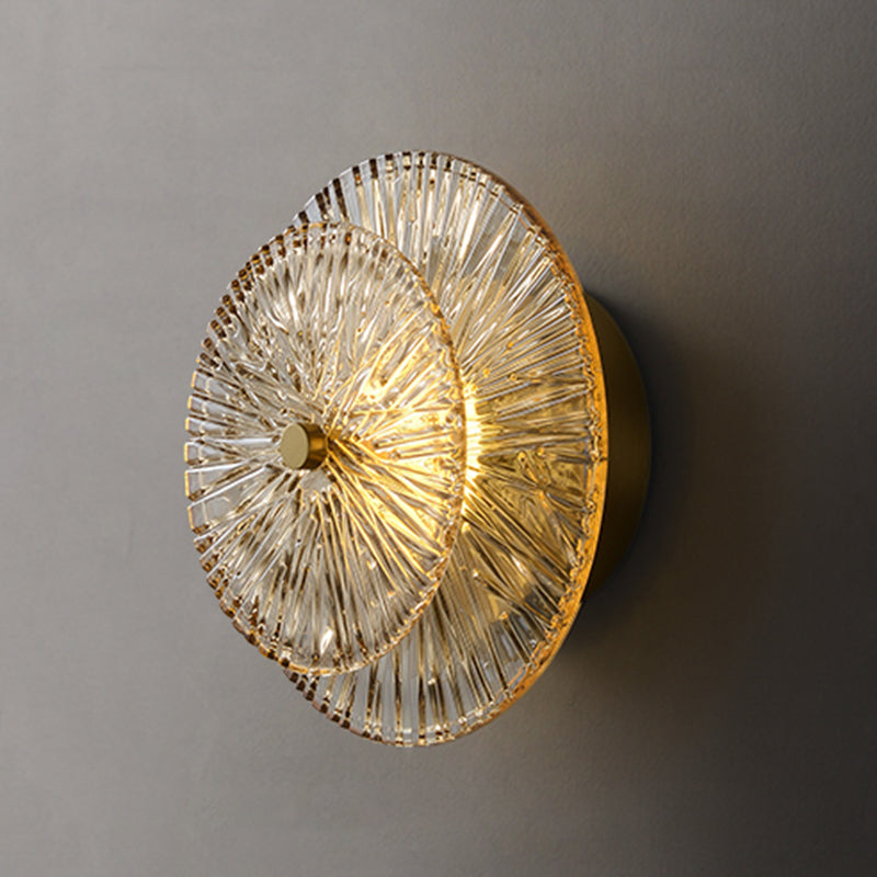 LED Modern Metal Wall Sconce Flower Shape Wall Light with Glass Shade for Bedroom