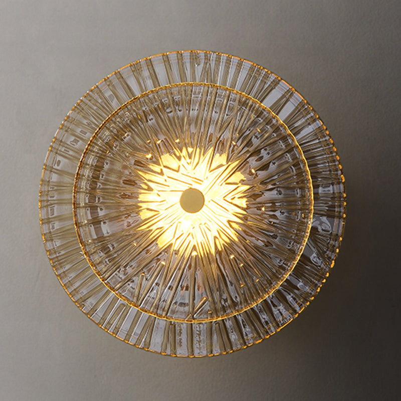 LED Modern Metal Wall Sconce Flower Shape Wall Light with Glass Shade for Bedroom