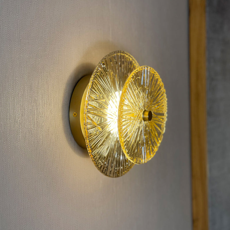LED Modern Metal Wall Sconce Flower Shape Wall Light with Glass Shade for Bedroom