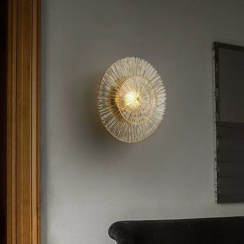 LED Modern Metal Wall Sconce Flower Shape Wall Light with Glass Shade for Bedroom