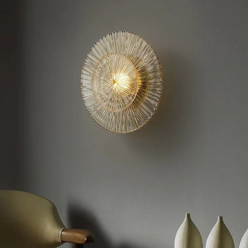 LED Modern Metal Wall Sconce Flower Shape Wall Light with Glass Shade for Bedroom