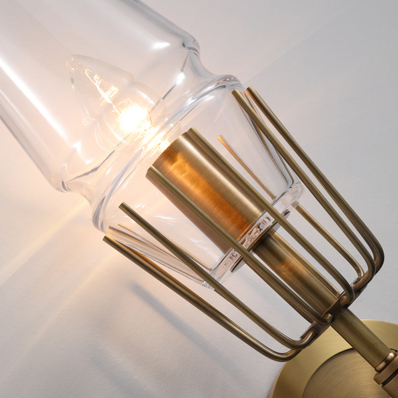 Metal Modern Wall Sconce Geometric Shape Wall Light with Glass Shade for Bedroom