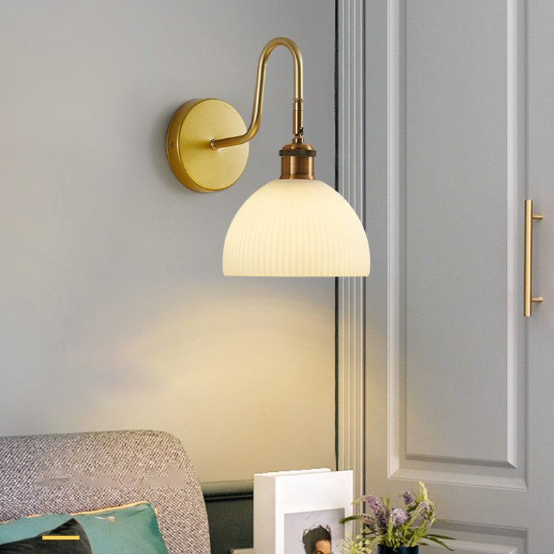 1-Light Wall Lamp Modern Wall Mount Lamp with Glass Shade for Bedroom