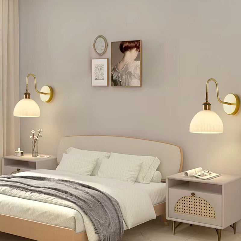 1-Light Wall Lamp Modern Wall Mount Lamp with Glass Shade for Bedroom