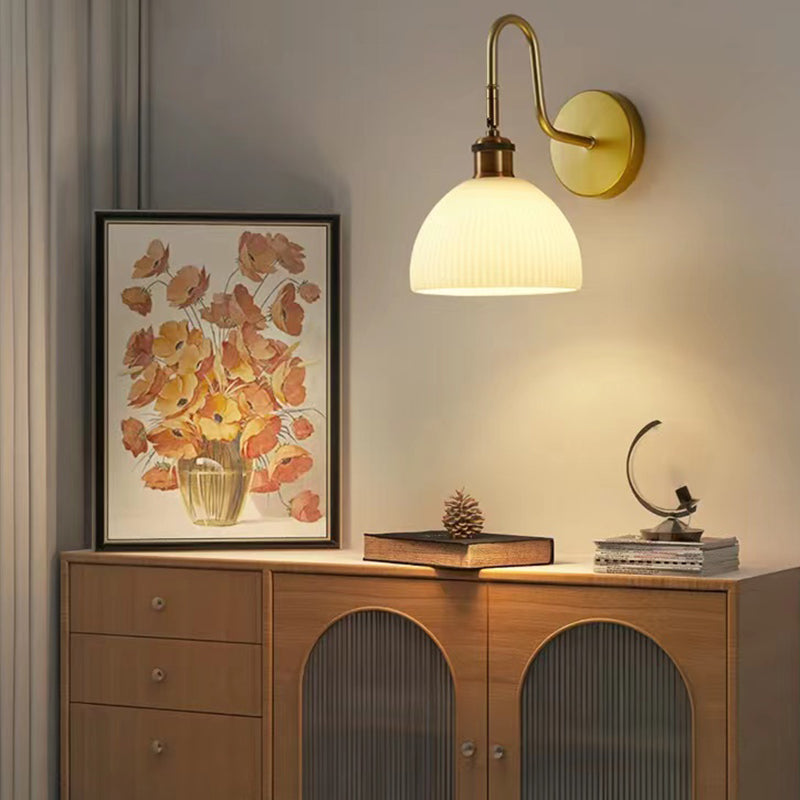 1-Light Wall Lamp Modern Wall Mount Lamp with Glass Shade for Bedroom