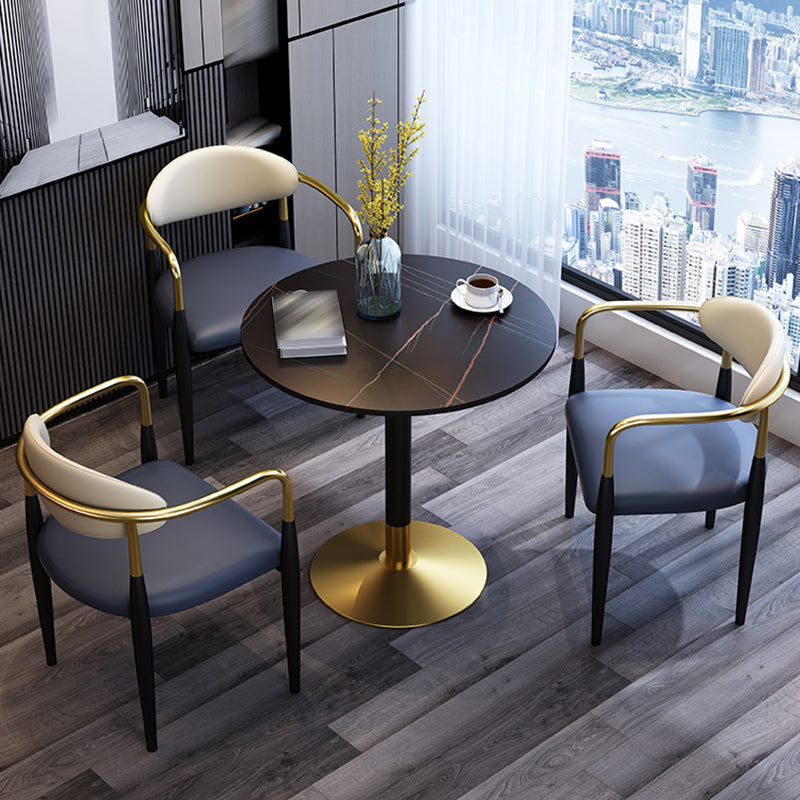 Metallic Finish Side Chair with Arms Metal Industrial Dining Chair