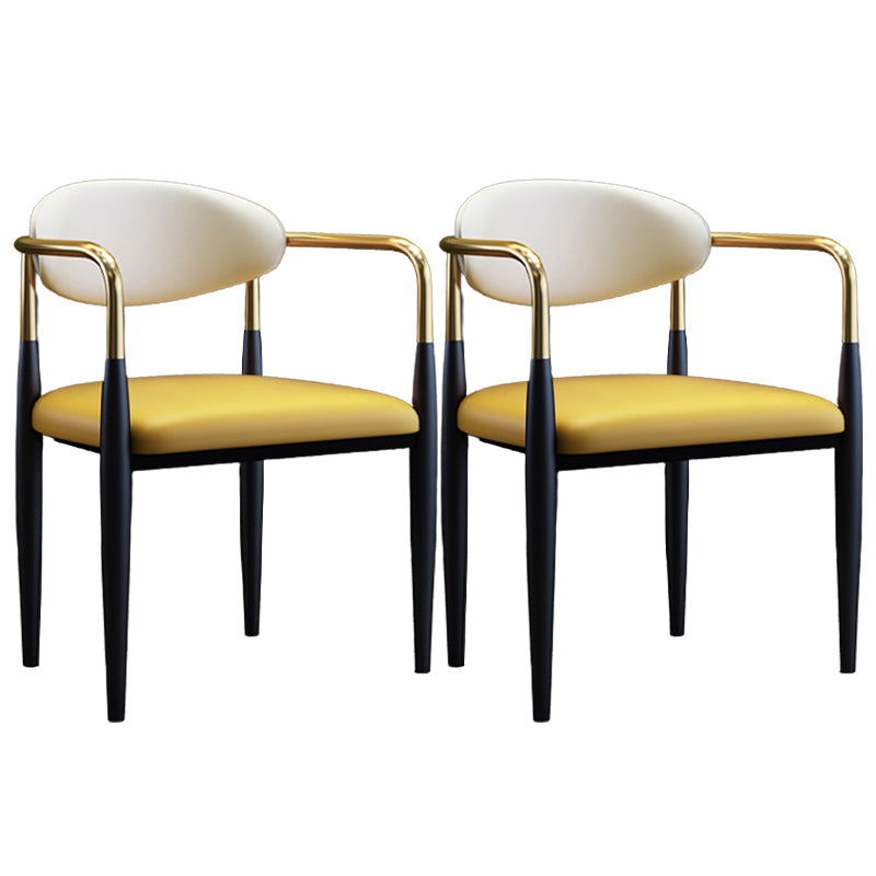 Metallic Finish Side Chair with Arms Metal Industrial Dining Chair