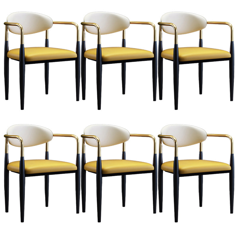 Metallic Finish Side Chair with Arms Metal Industrial Dining Chair