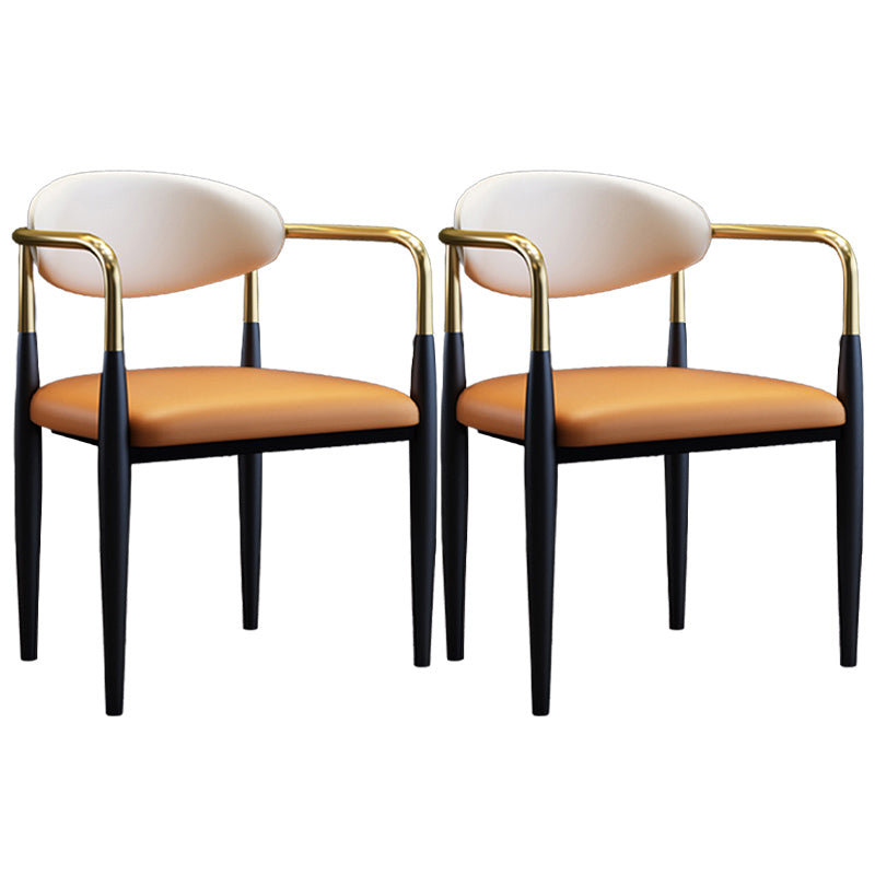 Metallic Finish Side Chair with Arms Metal Industrial Dining Chair