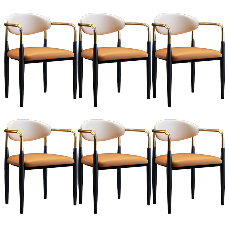 Metallic Finish Side Chair with Arms Metal Industrial Dining Chair