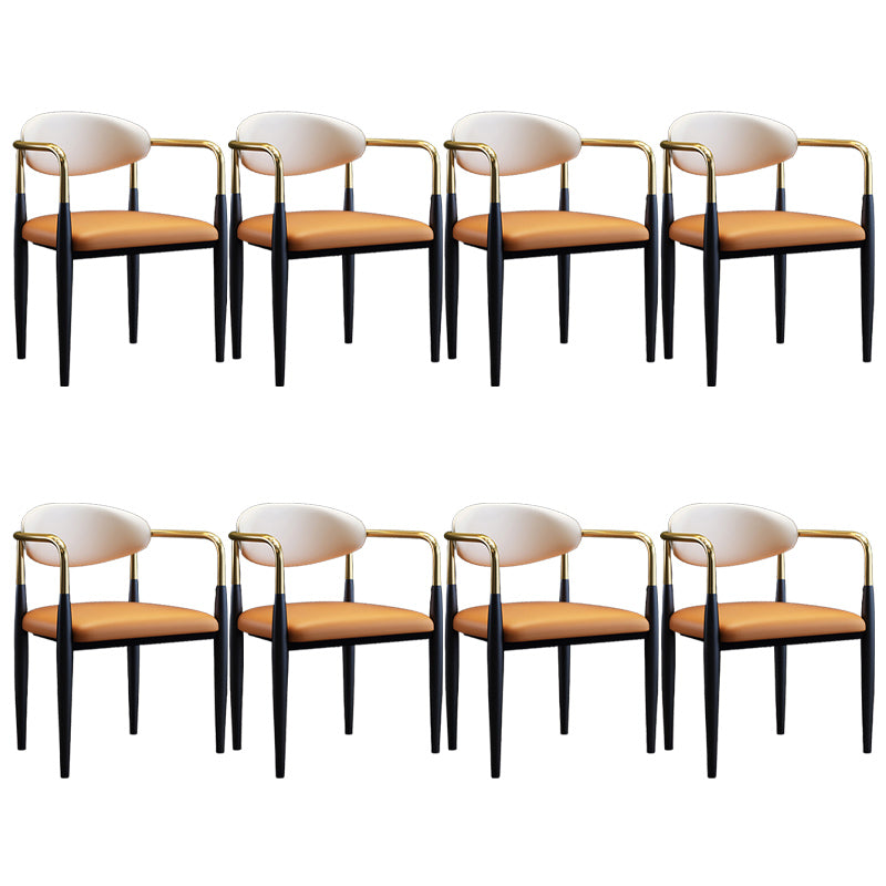 Metallic Finish Side Chair with Arms Metal Industrial Dining Chair