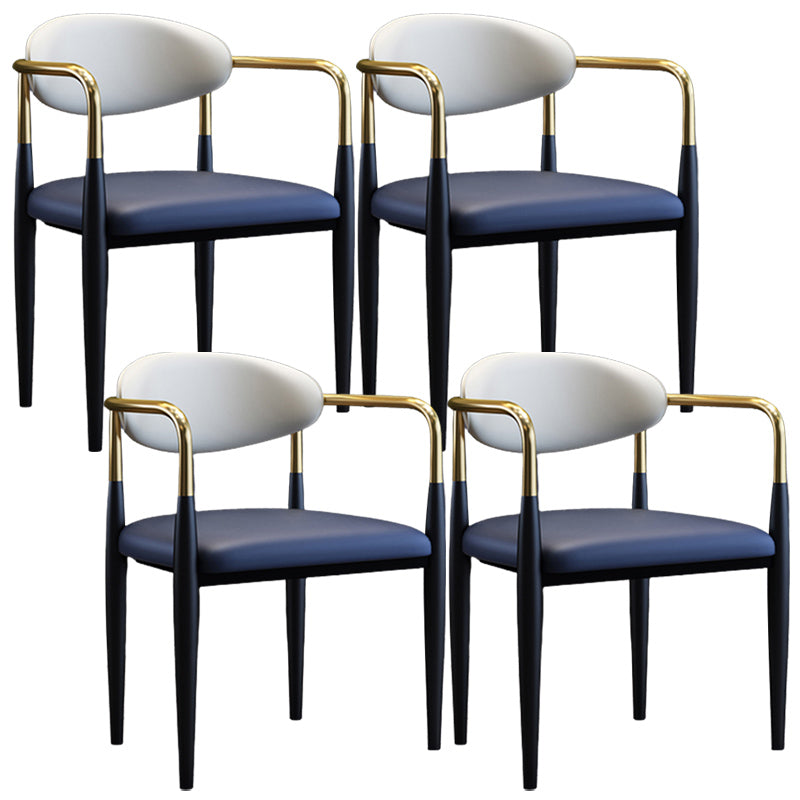 Metallic Finish Side Chair with Arms Metal Industrial Dining Chair