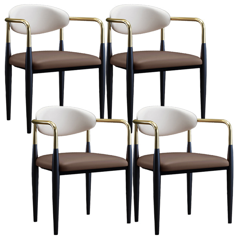 Metallic Finish Side Chair with Arms Metal Industrial Dining Chair