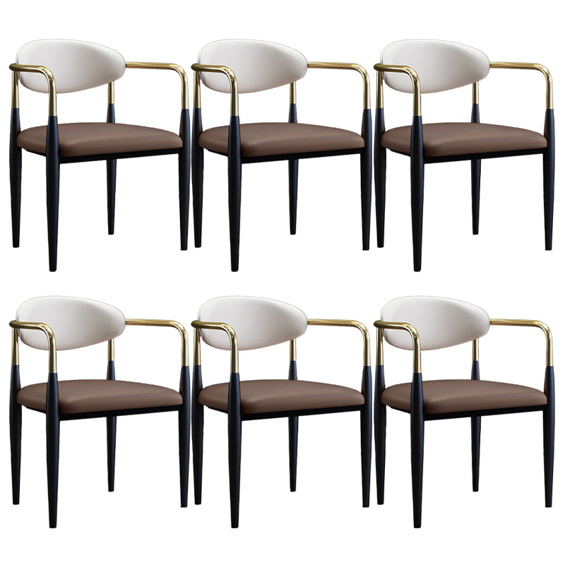 Metallic Finish Side Chair with Arms Metal Industrial Dining Chair