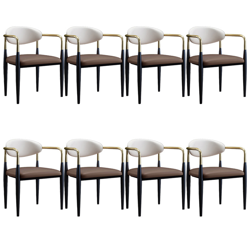 Metallic Finish Side Chair with Arms Metal Industrial Dining Chair