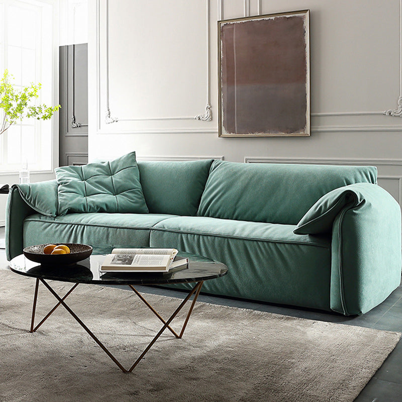 Faux Leather Pillow Top Arm Sofa Contemporary Cushions Standard Sofa