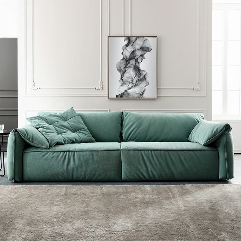 Faux Leather Pillow Top Arm Sofa Contemporary Cushions Standard Sofa
