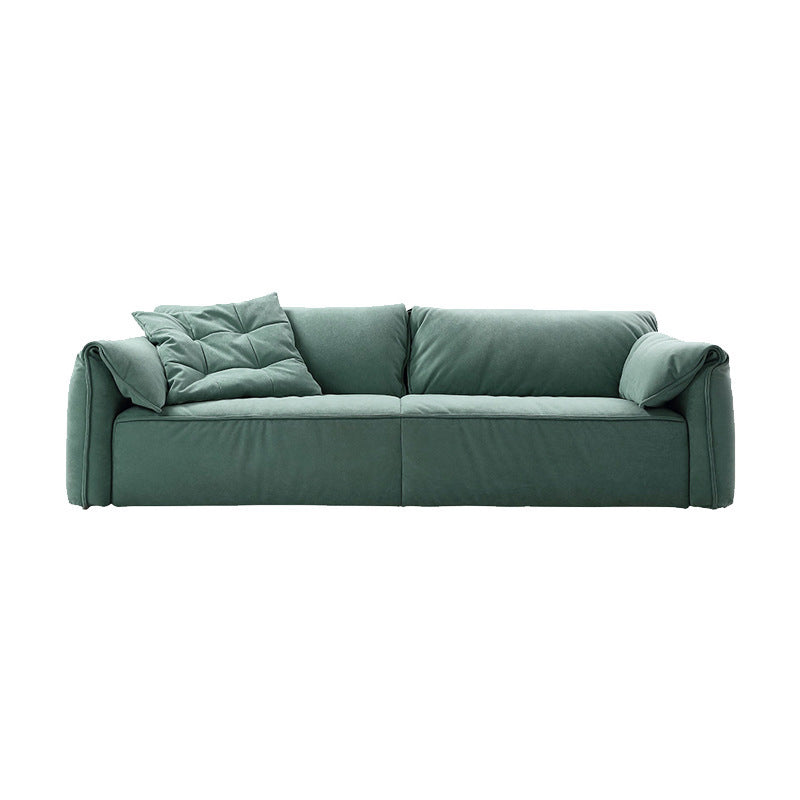 Faux Leather Pillow Top Arm Sofa Contemporary Cushions Standard Sofa