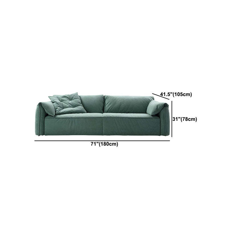 Faux Leather Pillow Top Arm Sofa Contemporary Cushions Standard Sofa