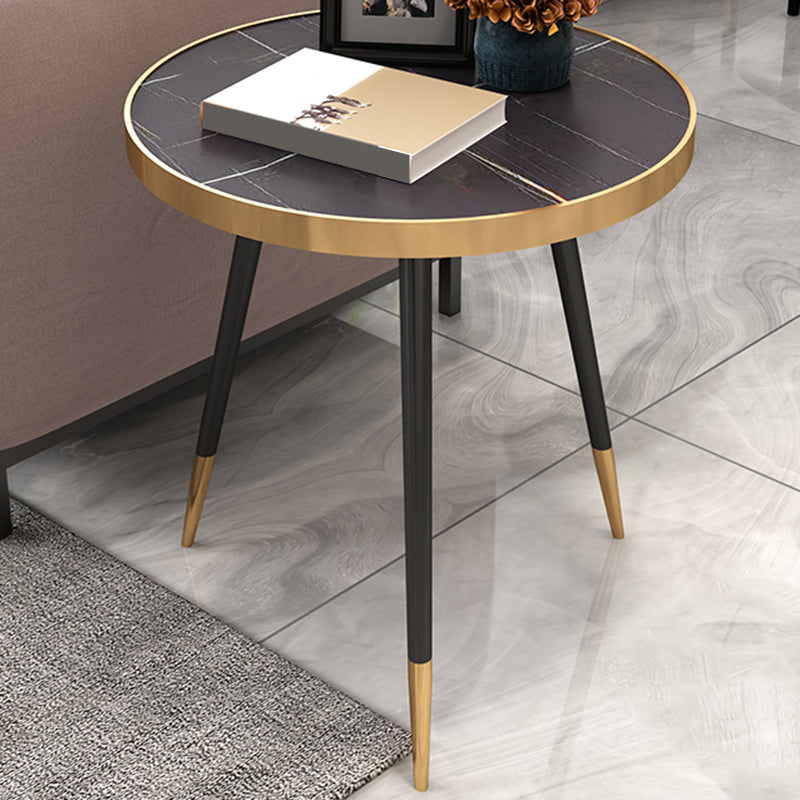 Modernistic Metal 3 Legs End Table Round Slate Top Side End Table